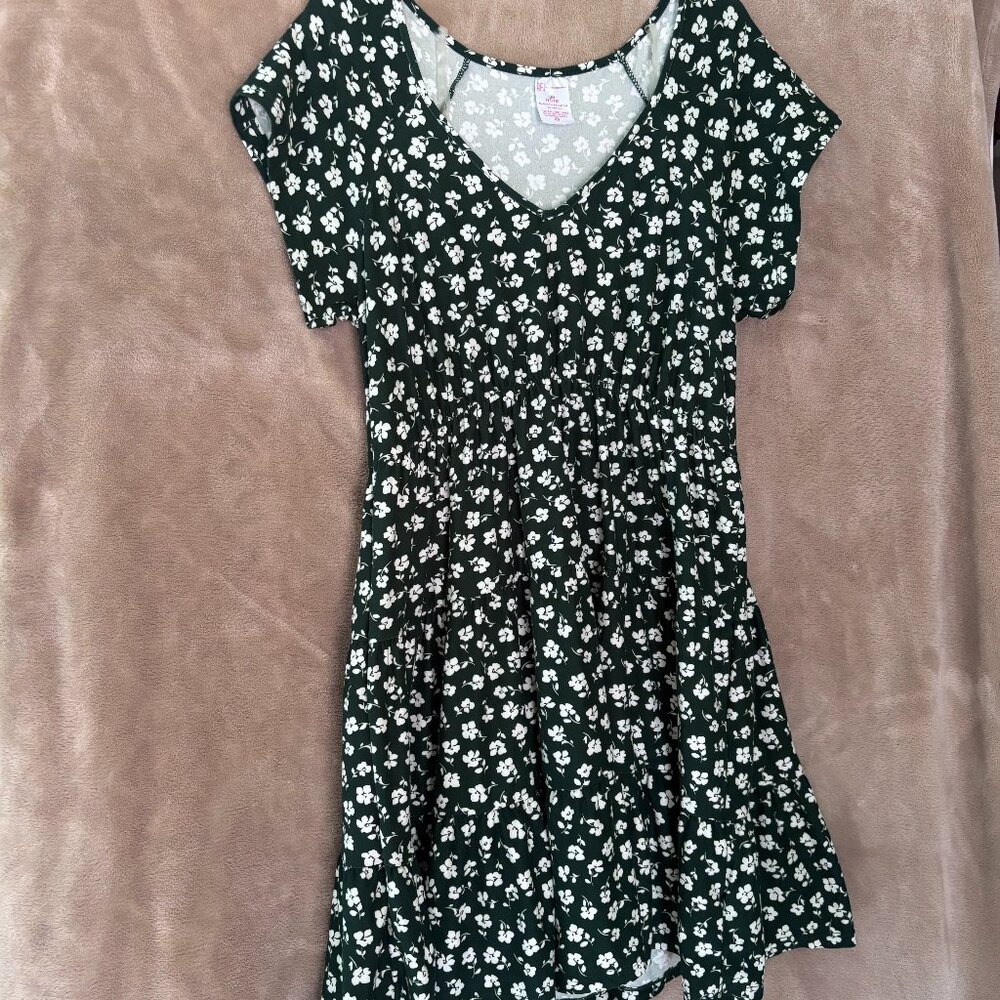 Floral Green and White Midi Dress